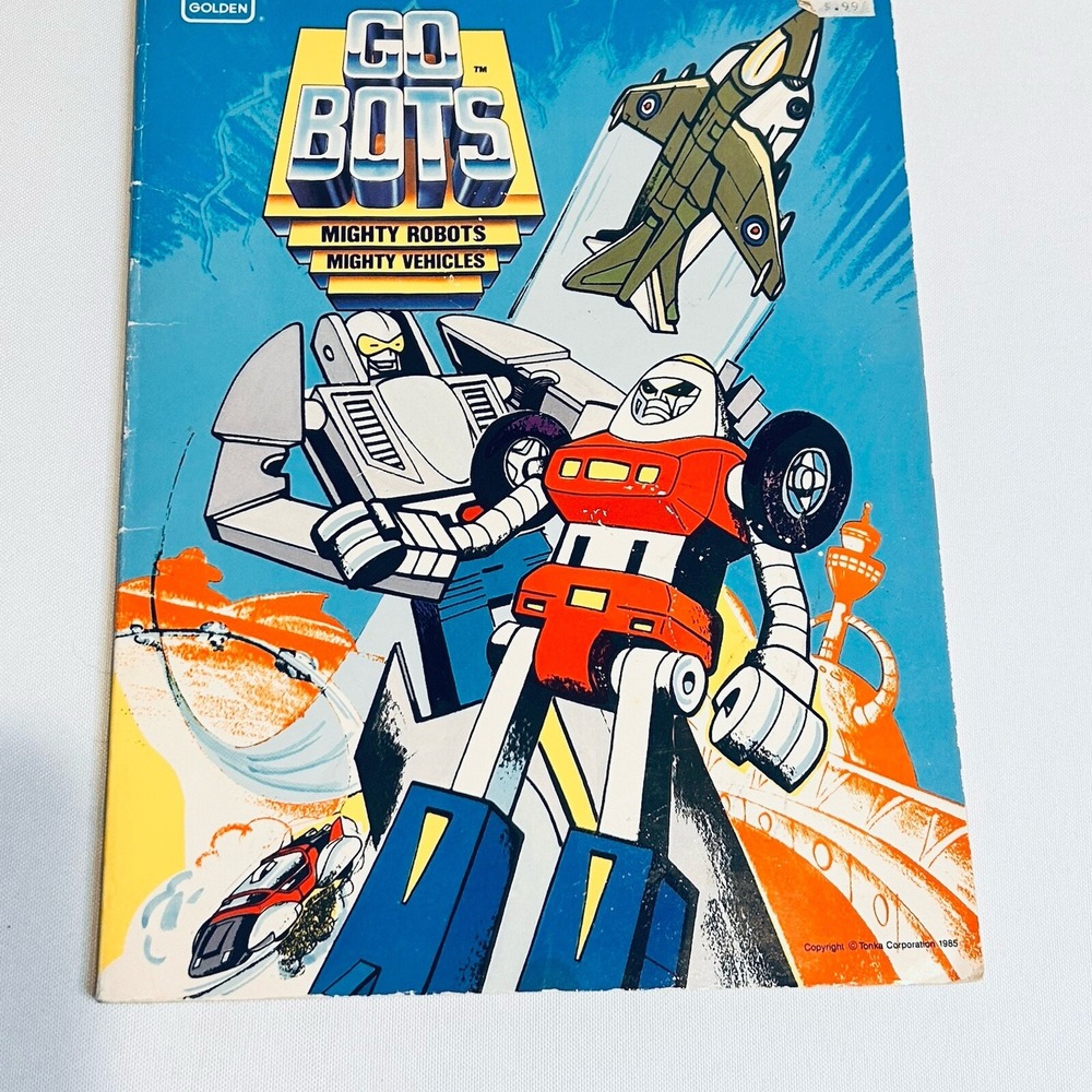 Go Bots Mighty Robots Vehicles Coloring Vintage 1985 Golden Color Activity Book
